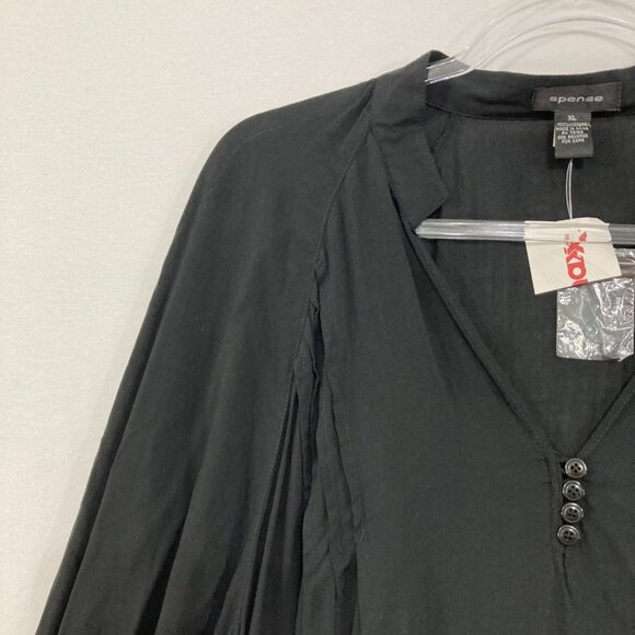 New Spense size XL Black Soft Stretch Soft Flowy Relaxed Lagenlook Tunic - Picture 3 of 11